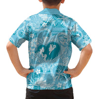 Hawaii Plumeria Family Matching Puletasi and Hawaiian Shirt Hau'oli la Makuahine Turquoise LT7 - Polynesian Pride