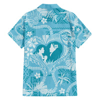 Hawaii Plumeria Family Matching Short Sleeve Bodycon Dress and Hawaiian Shirt Hau'oli la Makuahine Turquoise LT7 - Polynesian Pride