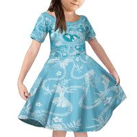 Hawaii Plumeria Kid Short Sleeve Dress Hau'oli la Makuahine Turquoise LT7 KID Turquoise - Polynesian Pride