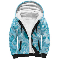 Hawaii Plumeria Sherpa Hoodie Hau'oli la Makuahine Turquoise LT7 Unisex Turquoise - Polynesian Pride