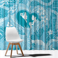 Hawaii Plumeria Window Curtain Hau'oli la Makuahine Turquoise LT7 - Polynesian Pride