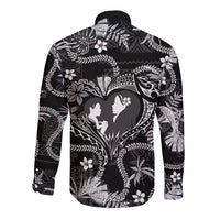 Hawaii Plumeria Long Sleeve Button Shirt Hau'oli la Makuahine Monochrome LT7 - Polynesian Pride