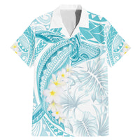 Polynesia Humpback Whale Family Matching Mermaid Dress and Hawaiian Shirt Tropical Plumeria Turquoise
