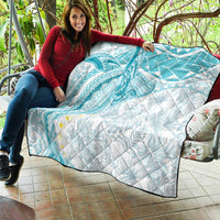 Polynesia Humpback Whale Quilt Tropical Plumeria Turquoise LT7 - Polynesian Pride