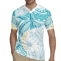 Polynesia Humpback Whale Rugby Jersey Tropical Plumeria Turquoise