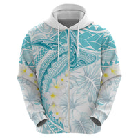 Polynesia Humpback Whale Zip Hoodie Tropical Plumeria Turquoise