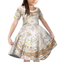 Polynesia Humpback Whale Family Matching Mermaid Dress and Hawaiian Shirt Tropical Plumeria Beige