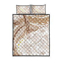 Polynesia Humpback Whale Quilt Bed Set Tropical Plumeria Beige