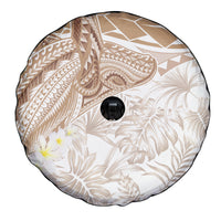 Polynesia Humpback Whale Spare Tire Cover Tropical Plumeria Beige