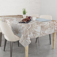 Polynesia Humpback Whale Tablecloth Tropical Plumeria Beige
