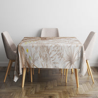 Polynesia Humpback Whale Tablecloth Tropical Plumeria Beige