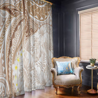 Polynesia Humpback Whale Window Curtain Tropical Plumeria Beige