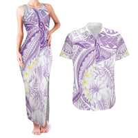 Polynesia Humpback Whale Couples Matching Tank Maxi Dress and Hawaiian Shirt Tropical Plumeria Lavender