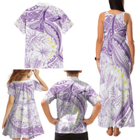 Polynesia Humpback Whale Family Matching Tank Maxi Dress and Hawaiian Shirt Tropical Plumeria Lavender