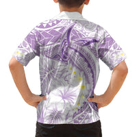 Polynesia Humpback Whale Kid Hawaiian Shirt Tropical Plumeria Lavender LT7 - Polynesian Pride