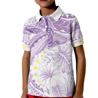 Polynesia Humpback Whale Kid Polo Shirt Tropical Plumeria Lavender