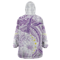 Polynesia Humpback Whale Wearable Blanket Hoodie Tropical Plumeria Lavender