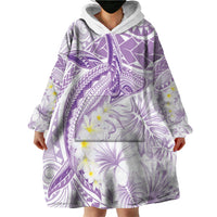 Polynesia Humpback Whale Wearable Blanket Hoodie Tropical Plumeria Lavender