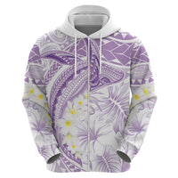 Polynesia Humpback Whale Zip Hoodie Tropical Plumeria Lavender
