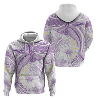 Polynesia Humpback Whale Zip Hoodie Tropical Plumeria Lavender