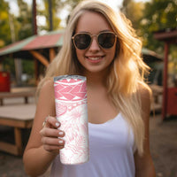 Polynesia Humpback Whale Skinny Tumbler Tropical Plumeria Pink