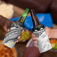 Polynesia Humpback Whale 4 in 1 Can Cooler Tumbler Tropical Plumeria Charcoal