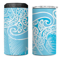 Aotearoa Maori Koru Curves 4 in 1 Can Cooler Tumbler Silver Ferns - Turquoise