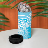 Aotearoa Maori Koru Curves 4 in 1 Can Cooler Tumbler Silver Ferns - Turquoise