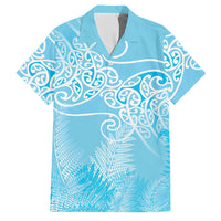 Aotearoa Maori Koru Curves Family Matching Mermaid Dress and Hawaiian Shirt Silver Ferns - Turquoise LT7 Dad's Shirt - Short Sleeve Turquoise - Polynesian Pride