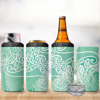 Aotearoa Maori Koru Curves 4 in 1 Can Cooler Tumbler Silver Ferns - Mint