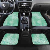 Aotearoa Maori Koru Curves Car Mats Silver Ferns - Mint LT7 Set 4pcs Mint Green - Polynesian Pride