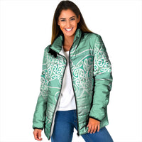 Aotearoa Maori Koru Curves Padded Jacket Silver Ferns - Mint