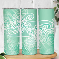 Aotearoa Maori Koru Curves Skinny Tumbler Silver Ferns - Mint
