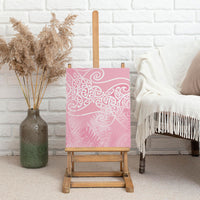 Aotearoa Maori Koru Curves Canvas Wall Art Silver Ferns - Rose Pink
