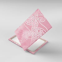 Aotearoa Maori Koru Curves Canvas Wall Art Silver Ferns - Rose Pink