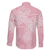 Aotearoa Maori Koru Curves Family Matching Mermaid Dress and Hawaiian Shirt Silver Ferns - Rose Pink LT7 - Polynesian Pride