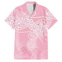 Aotearoa Maori Koru Curves Family Matching Tank Maxi Dress and Hawaiian Shirt Silver Ferns - Rose Pink LT7 Dad's Shirt - Short Sleeve Pink - Polynesian Pride