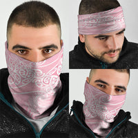 Aotearoa Maori Koru Curves Neck Gaiter Silver Ferns - Rose Pink