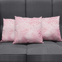 Aotearoa Maori Koru Curves Pillow Cover Silver Ferns - Rose Pink