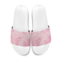 Aotearoa Maori Koru Curves Slide Sandals Silver Ferns - Rose Pink