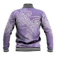 Aotearoa Maori Koru Curves Baseball Jacket Silver Ferns - Amethyst