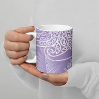Aotearoa Maori Koru Curves Ceramic Mug Silver Ferns - Amethyst