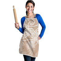 Aotearoa Maori Koru Curves Apron Silver Ferns - Mocha
