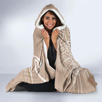 Aotearoa Maori Koru Curves Hooded Blanket Silver Ferns - Mocha