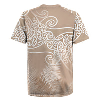 Aotearoa Maori Koru Curves Rugby Jersey Silver Ferns - Mocha