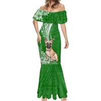 Personalised Polynesian Pacific Bulldog Mermaid Dress With Emerald Hawaii Tribal Tattoo Patterns LT7 - Polynesian Pride