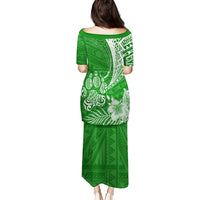 Personalised Polynesian Pacific Bulldog Puletasi With Emerald Hawaii Tribal Tattoo Patterns LT7 - Polynesian Pride