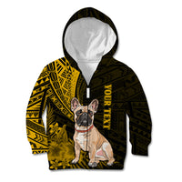 Personalised Polynesian Pacific Bulldog Kid Hoodie With Gold Hawaii Tribal Tattoo Patterns LT7 Zip Hoodie Gold - Polynesian Pride