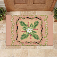 Hawaii Quilt Inspired Collection Aloha Flowers Rubber Doormat Maile - Kukui Nut Lei