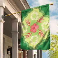 Hawaii Quilt Inspired Collection Aloha Flowers Garden Flag Plumeria - Ti Leaf Lei